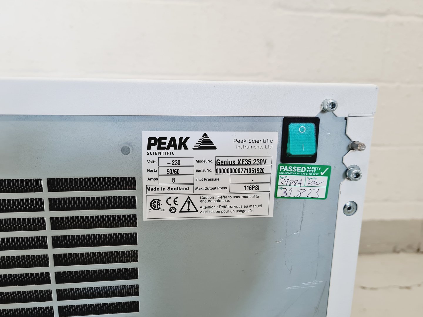 Image of PEAK Scientific Genius XE35 230V Nitrogen Gas Generator 230V Lab