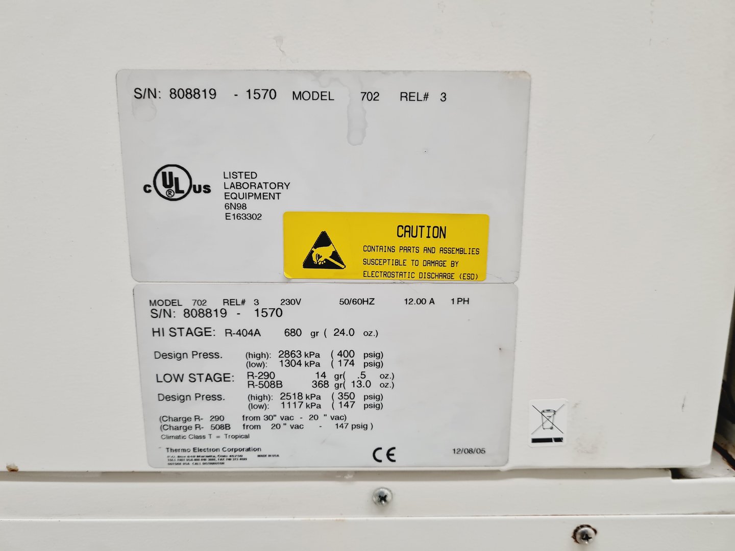 Image of Thermo Forma -86C ULT Ultra Low Temperature Freezer Model 702 Lab