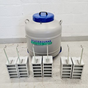 Thumbnail image of Statebourne Cryogenics Biorack 3000 Liquid Nitrogen Storage Dewar Tank Lab