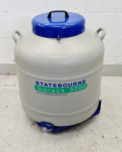 Thumbnail image of Statebourne Cryogenics Biorack 3000 Liquid Nitrogen Storage Dewar Tank Lab