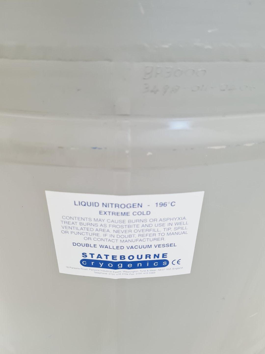 Image of Statebourne Cryogenics Biorack 3000 Liquid Nitrogen Storage Dewar Tank Lab