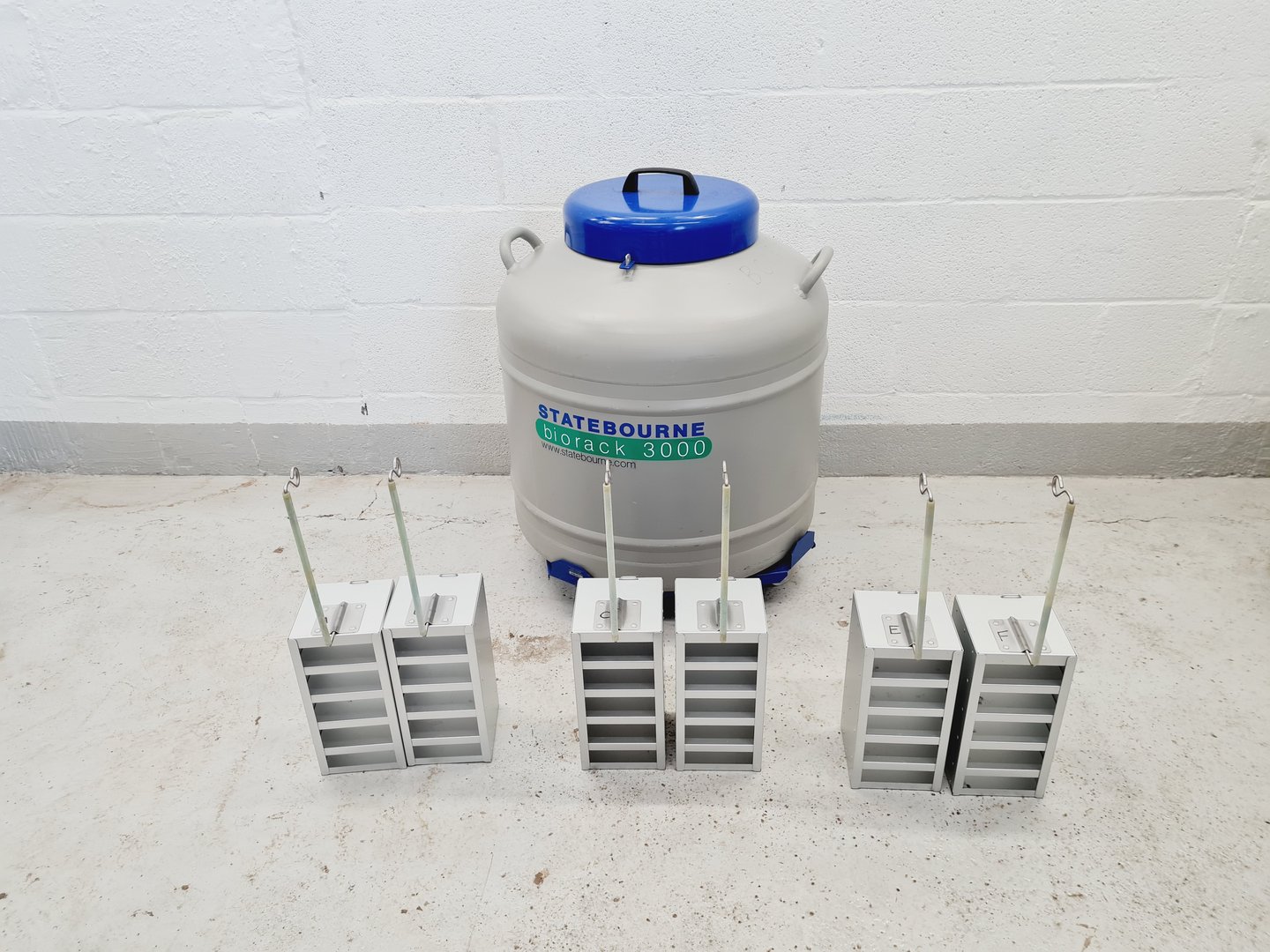 Image of Statebourne Cryogenics Biorack 3000 Liquid Nitrogen Storage Dewar Tank Lab