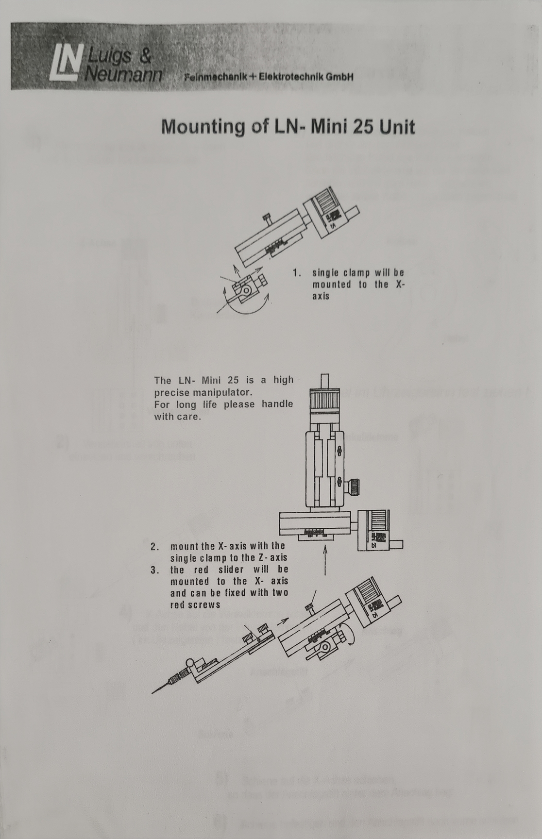 Image of 3 x Luigs & Neumann LN- Mini 25 Micromanipulators & LN Mini/Comb Controller Lab