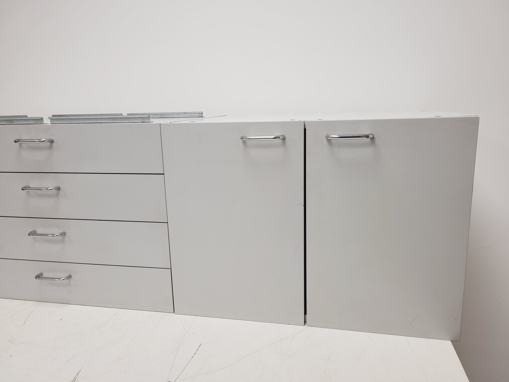 Image of Set of Grey Lab Drawers & Cupboards/Cabinets 