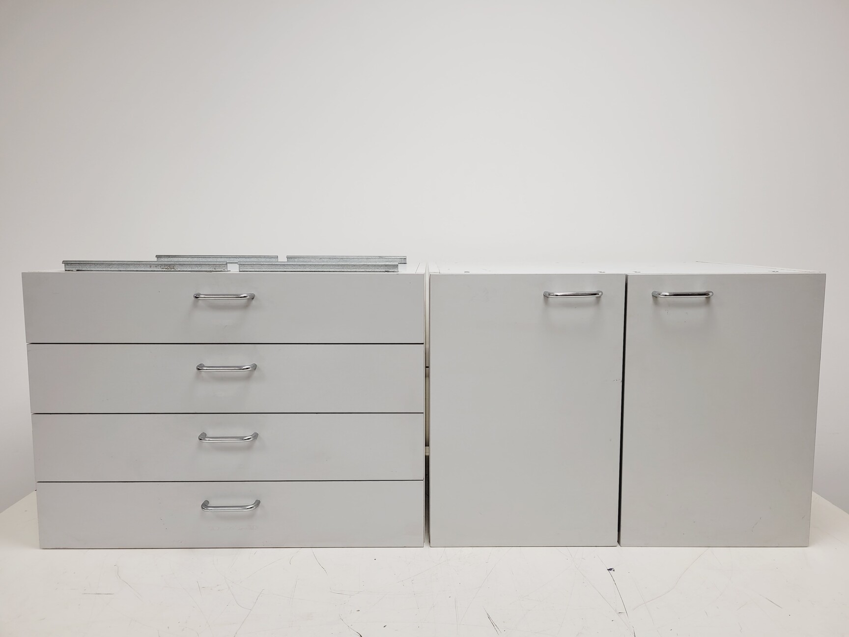 Image of Set of Grey Lab Drawers & Cupboards/Cabinets 
