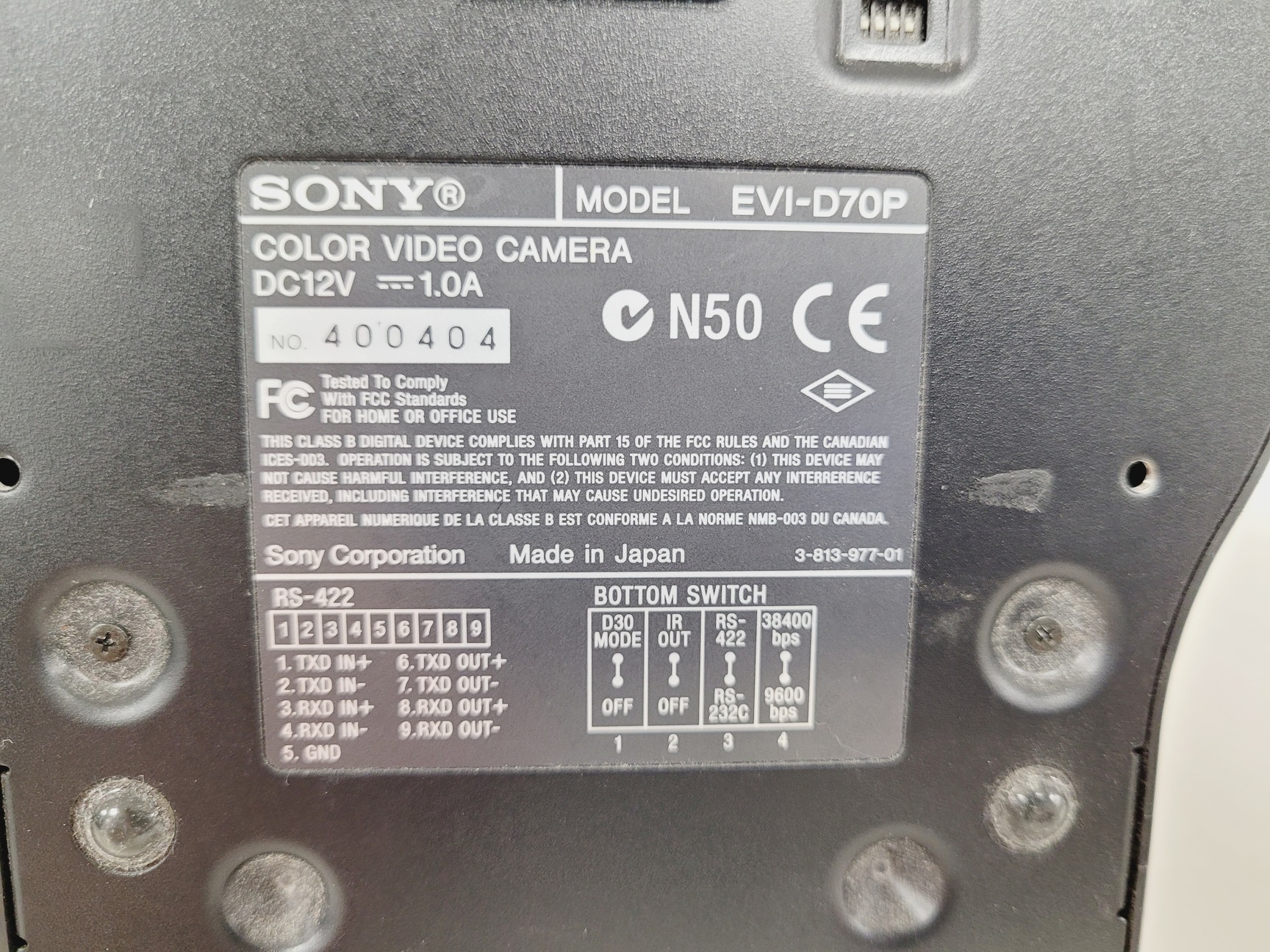 Image of 4 x Sony Colour Video Conferencing Cameras Model - EVI-D70P