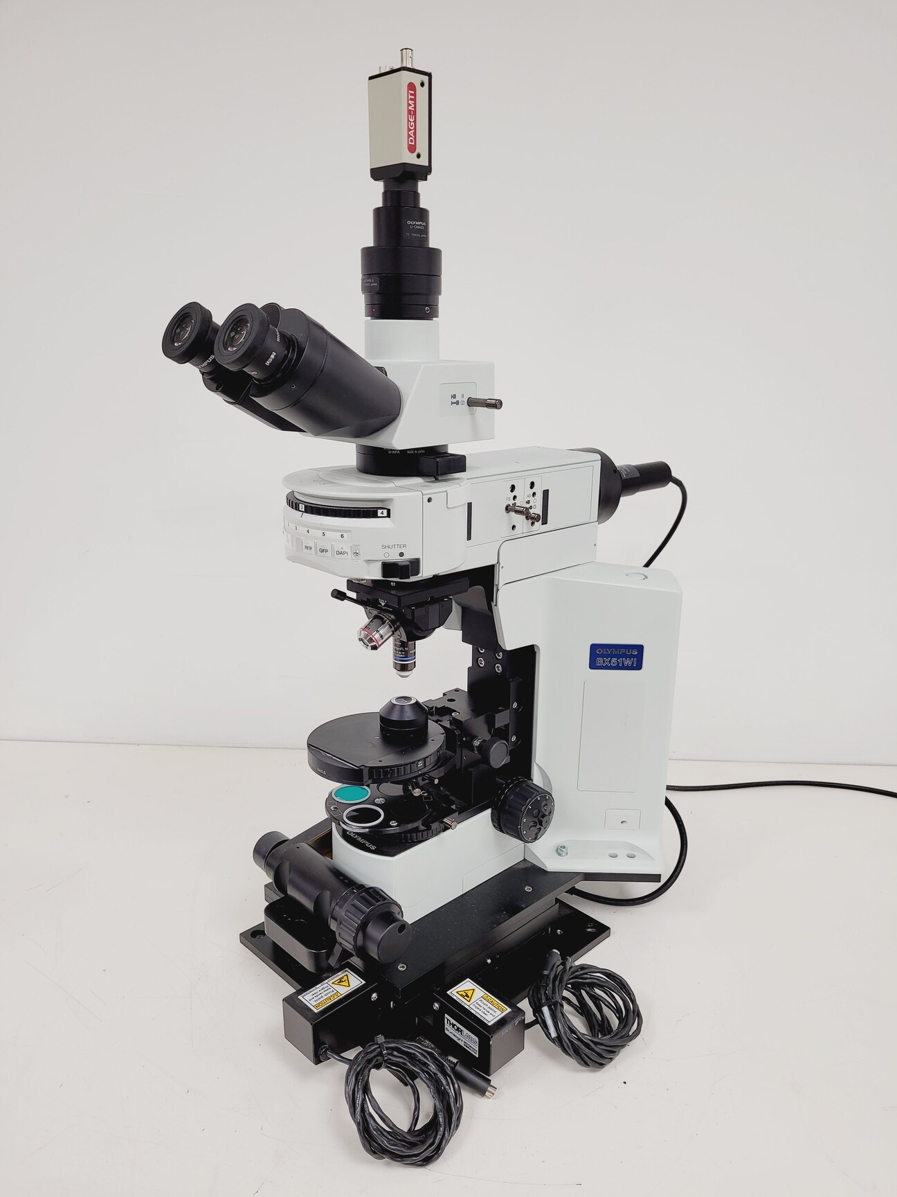 Image of Olympus BX51WIF Fluorescence Microscope System with ThorLabs Optics Table Lab