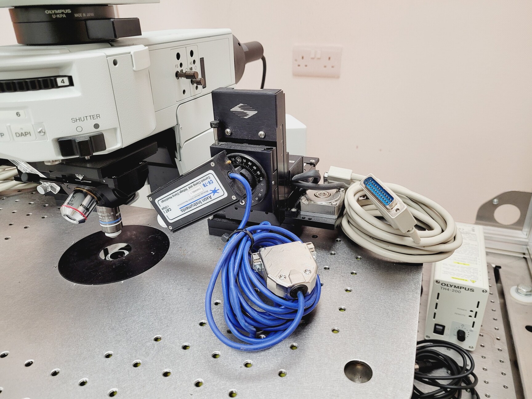 Image of Olympus BX51WIF Fluorescence Microscope System with ThorLabs Optics Table Lab