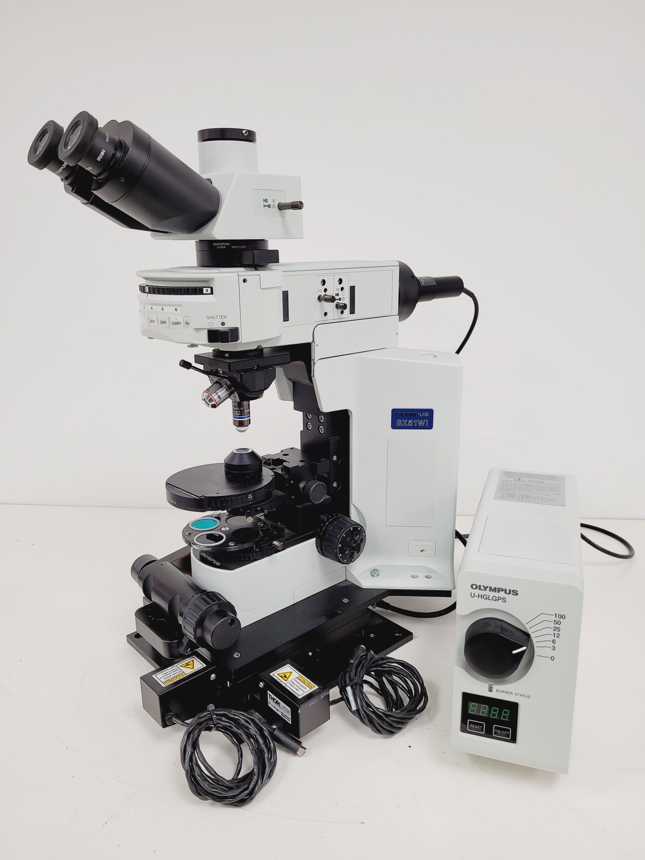 Image of Olympus BX51WIF Fluorescence Microscope System with ThorLabs Optics Table Lab