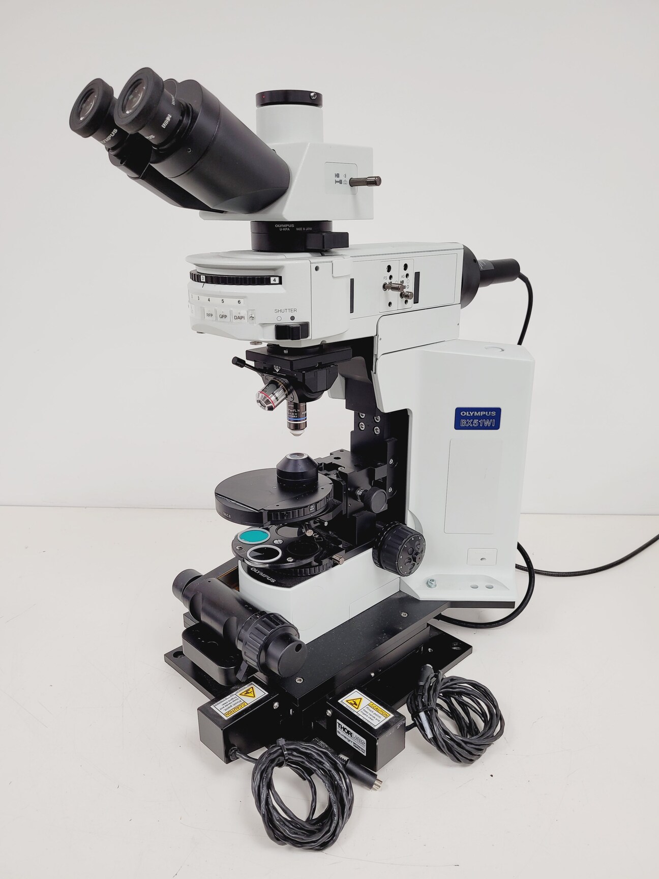 Image of Olympus BX51WIF Fluorescence Microscope System with ThorLabs Optics Table Lab