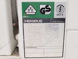 Thumbnail image of Heraeus Instruments Hanau Lab Incubator Type - B 6060 Spares/Repairs