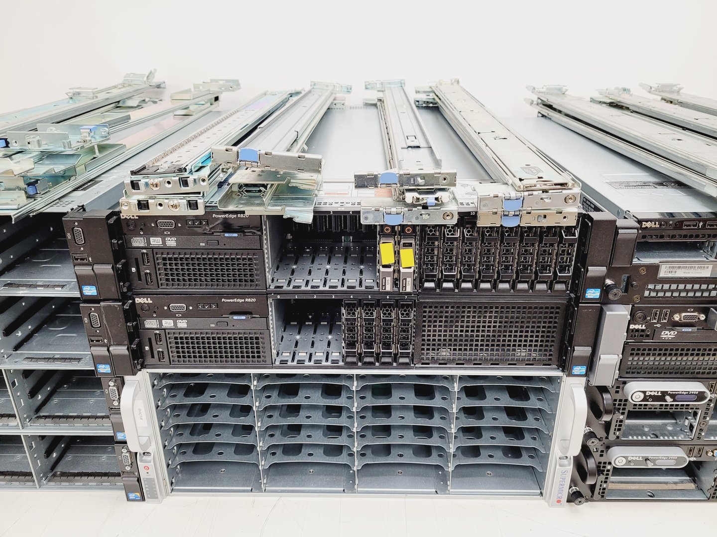 Image of Dell PowerEdge/Supermicro Server Blade Rack Mounting Job Lot - R720xd, 2950