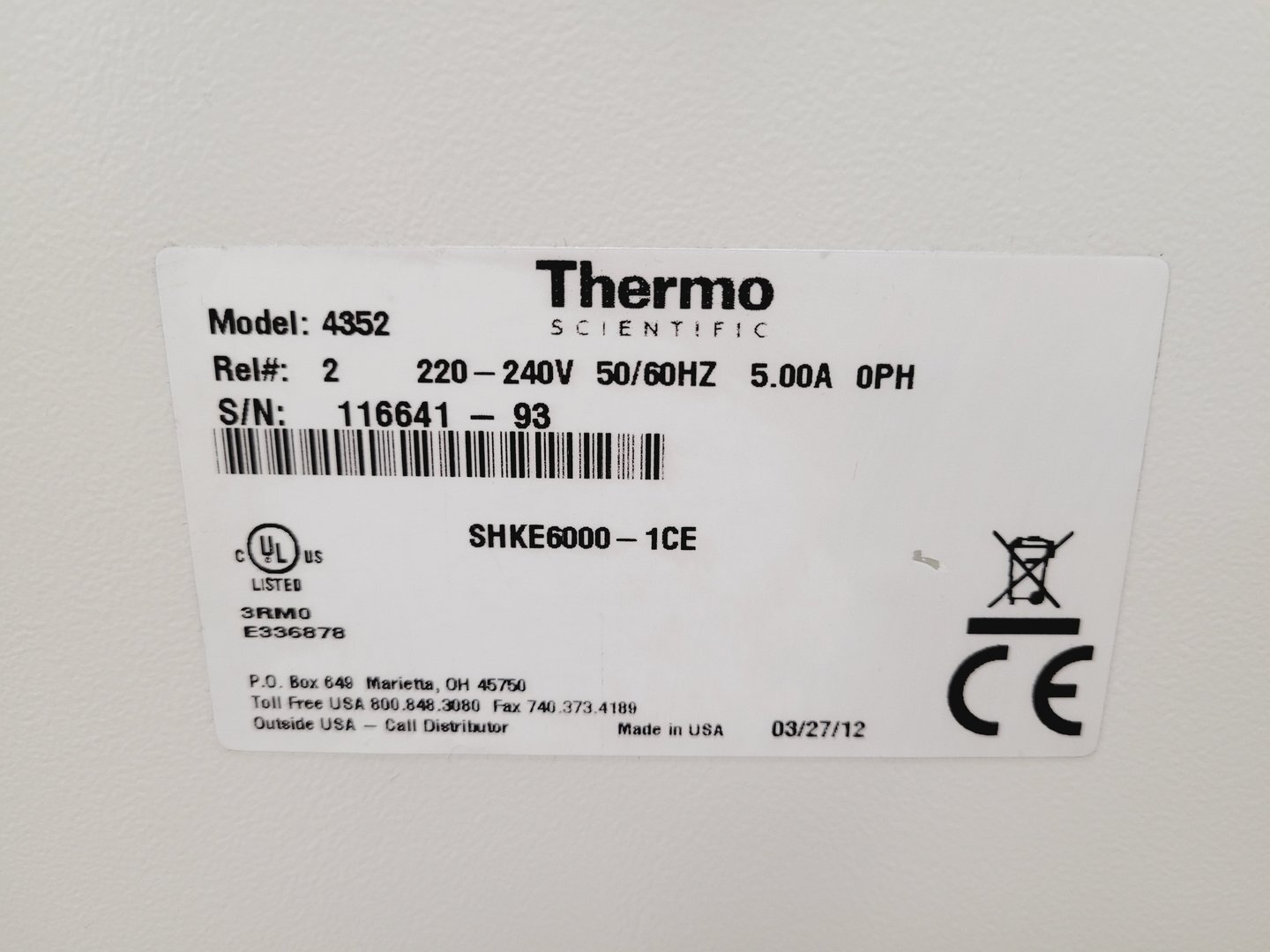 Image of Thermo Scientific MAXQ 6000 Incubator Shaker Model 4352 SHKE6000-1CE Lab