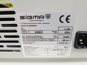 Thumbnail image of Sigma 1-15K Refrigerated Benchtop Centrifuge Lab