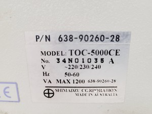Thumbnail image of Shimadzu TOC-5000CE Total Organic Carbon Analyzer Lab