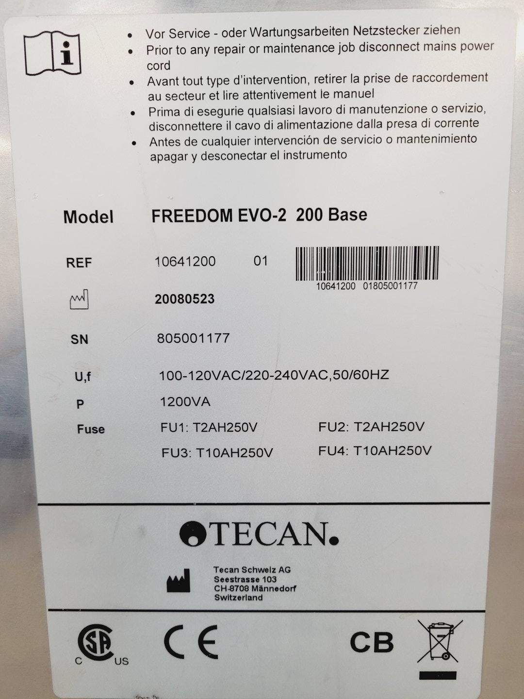 Image of Tecan Freedom Evo-2 200 Base Liquid Handler Evoware with Stand