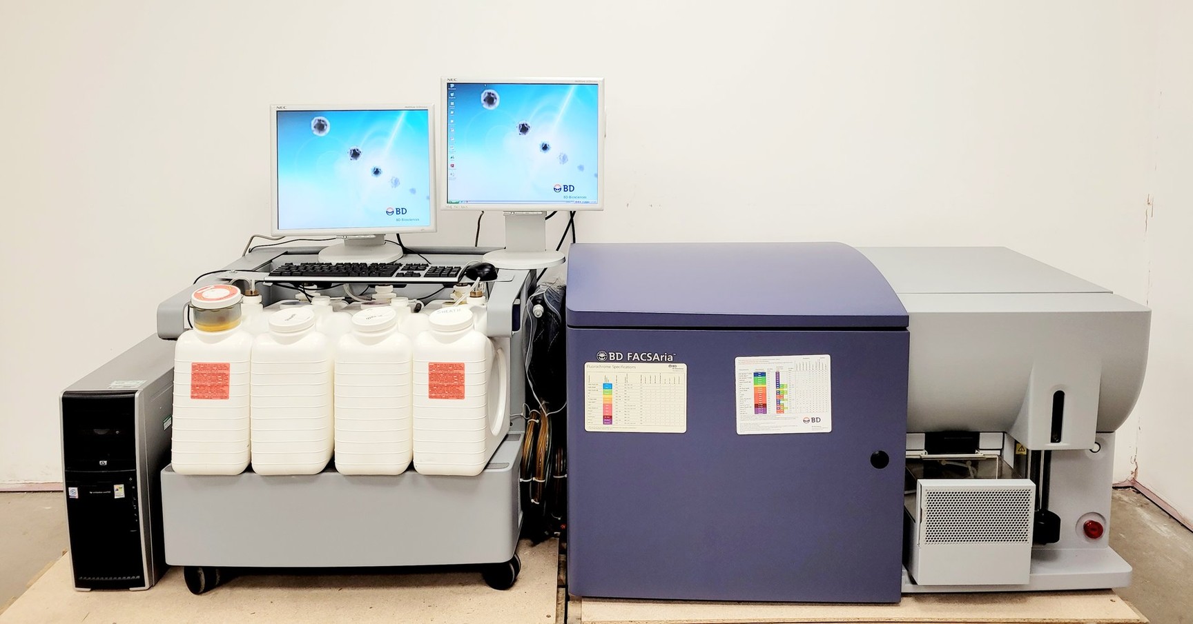 Image of BD Biosciences FACSAria II Cell Sorter w/ Fluids Cart PC & Accessories Lab