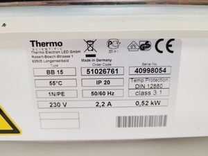Thumbnail image of Thermo Scientific Heraeus BB15 CO2 Laboratory Incubator Lab