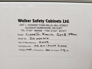Thumbnail image of Walker Class 2 II Microbiological Safety Cabinet with Stand Lab