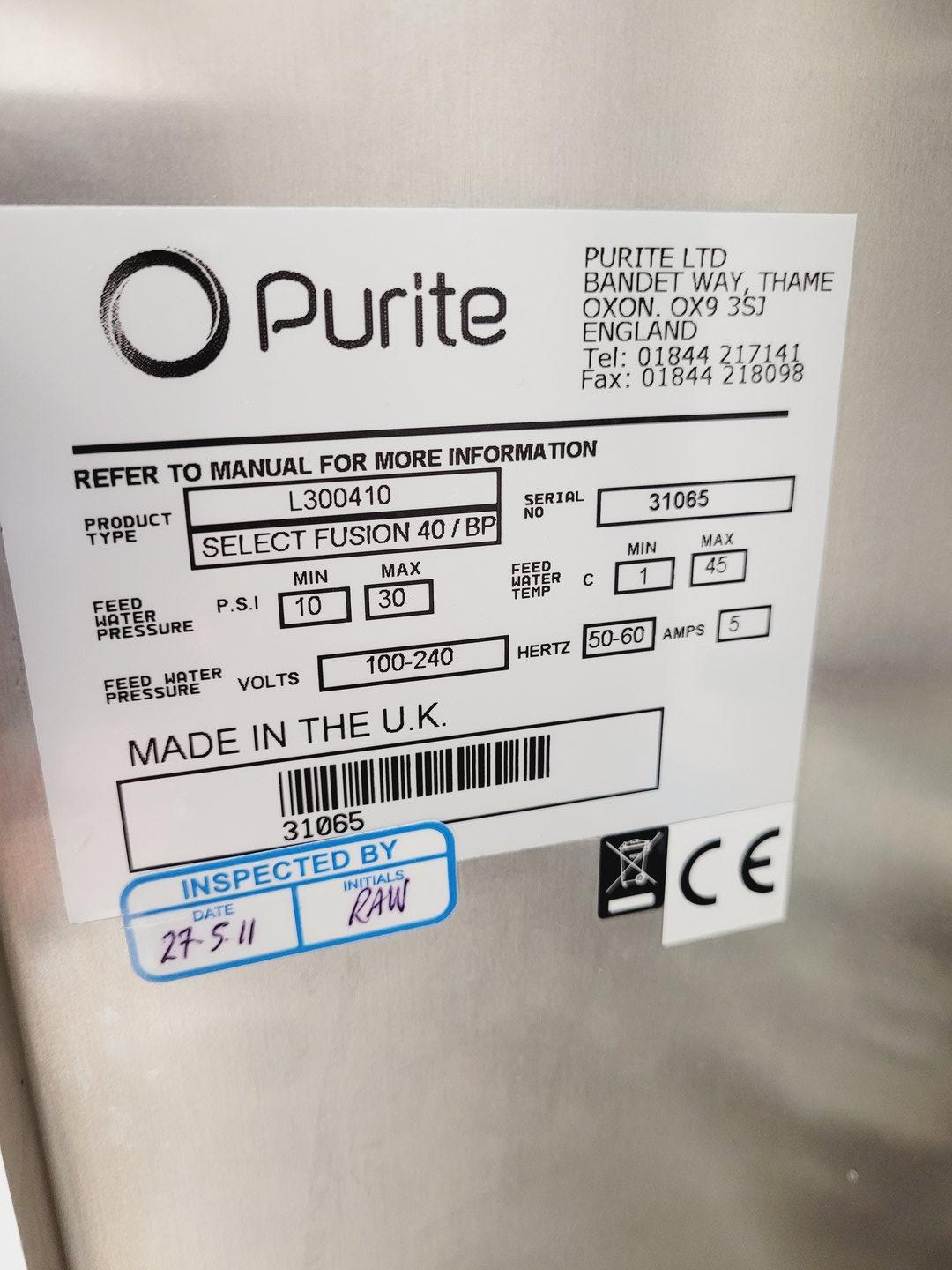 Image of Purite Select Fusion 40/BP Water Purification System  Type - L300410 Lab