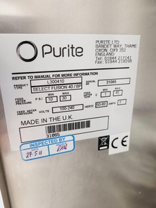 Thumbnail image of Purite Select Fusion 40/BP Water Purification System  Type - L300410 Lab