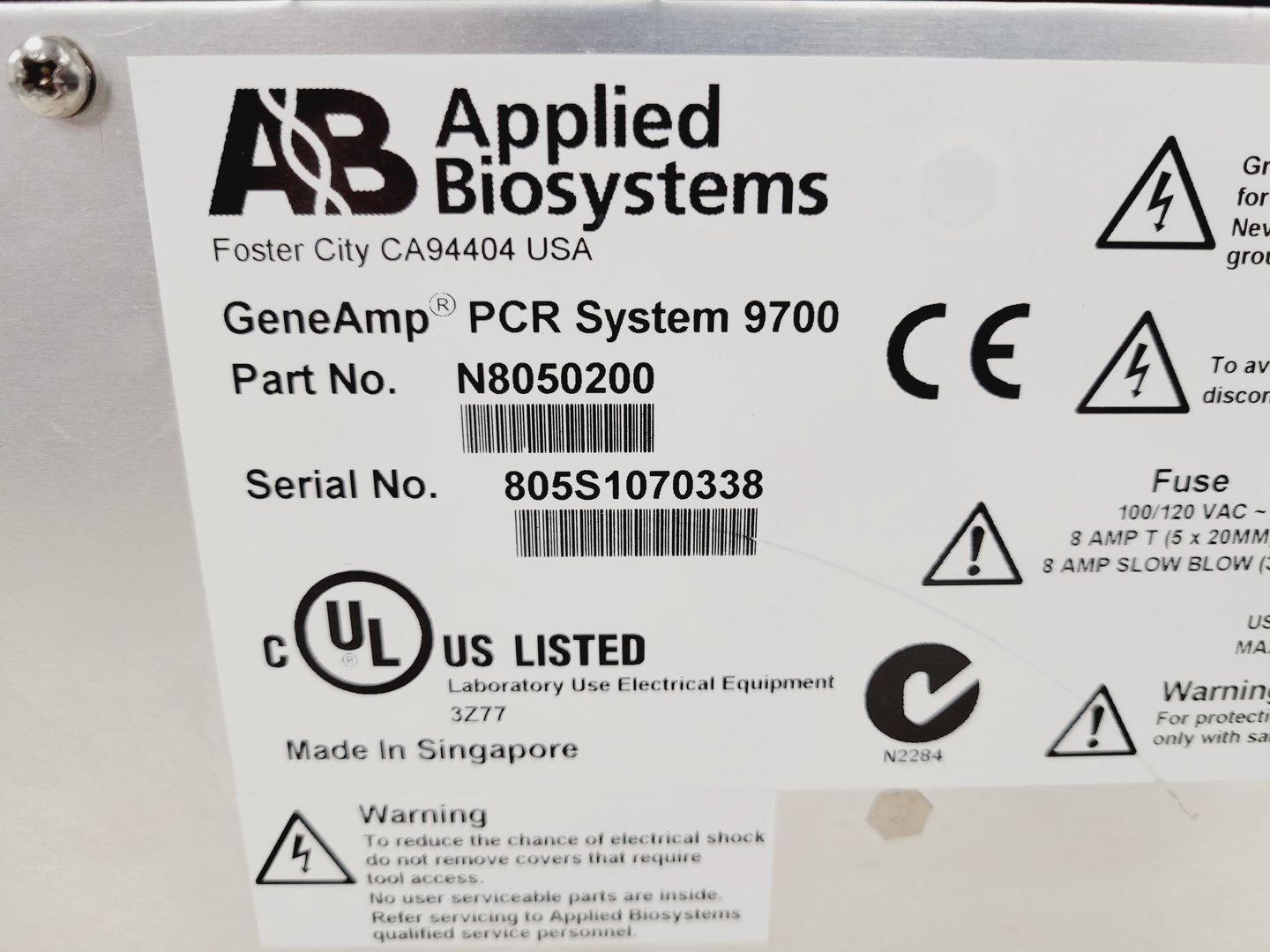Image of Applied Biosystems GeneAmp PCR System 9700 Thermal Cycler 96 x 0.2ml  Lab