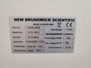 Thumbnail image of New Brunswick Scientific U725 Innova -86 G Ultra Low Temperature Freezer  Lab