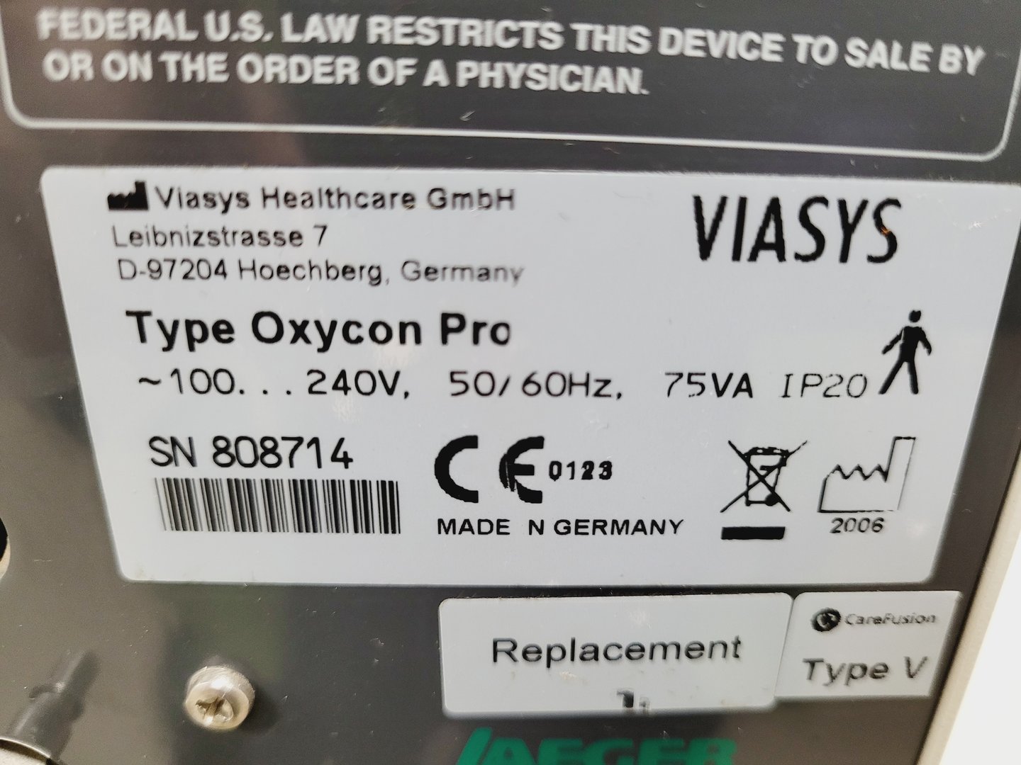 Image of Viasys Jaeger Oxycon Pro