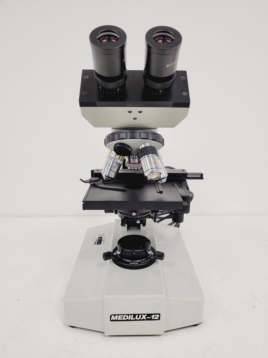 Image of Kyowa Medilux-12 Binocular Microscope  No. 813319 w/ 4 x Objectives Lab