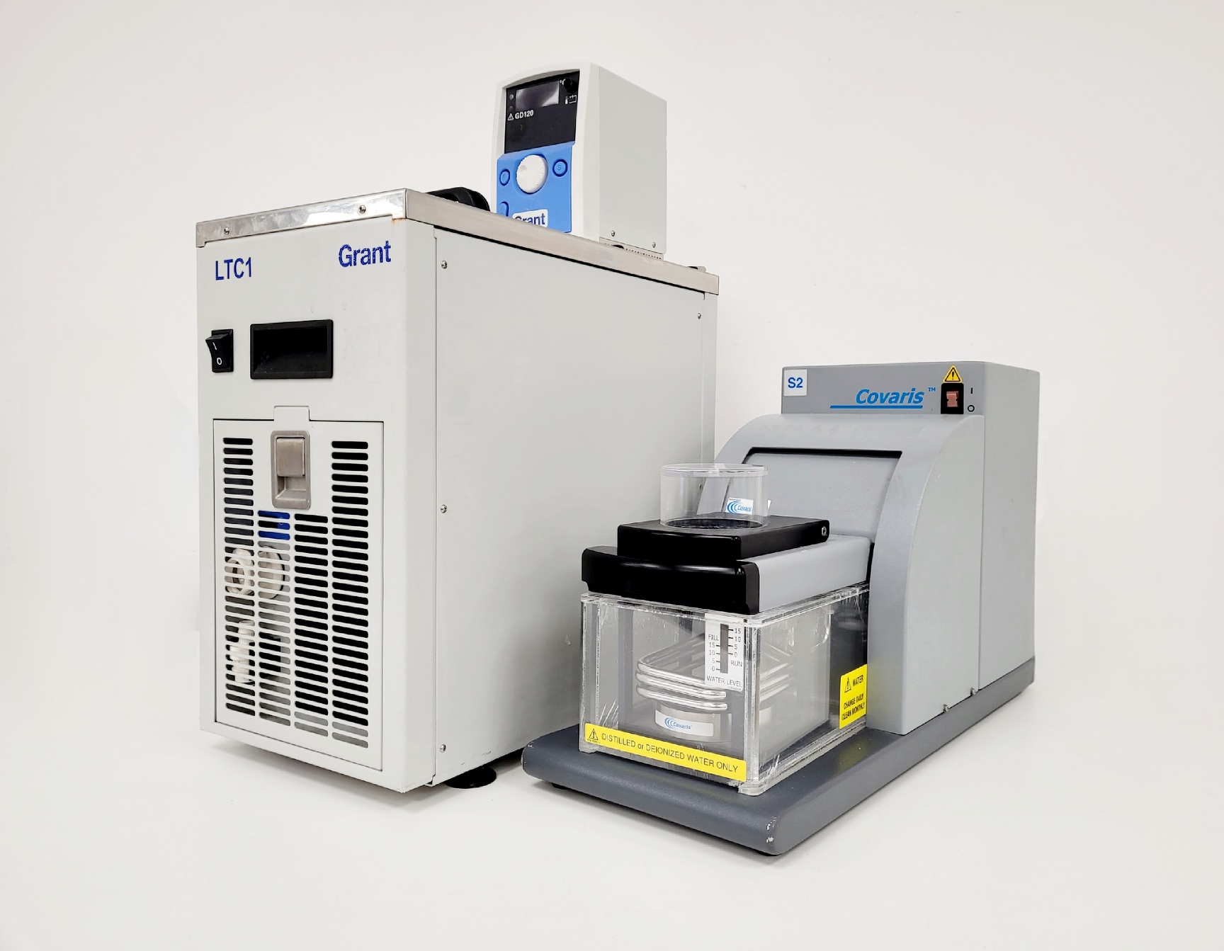Image of Covaris S2 Focused Ultrasonicator with Grant LTC1 Water Bath Lab