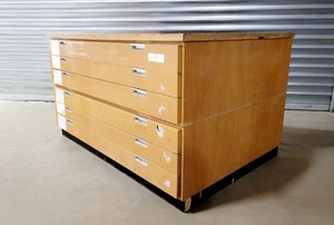 Thumbnail image of Vintage A0 Wooden Mapping Plan Blueprint Chest Cabinet Drawers