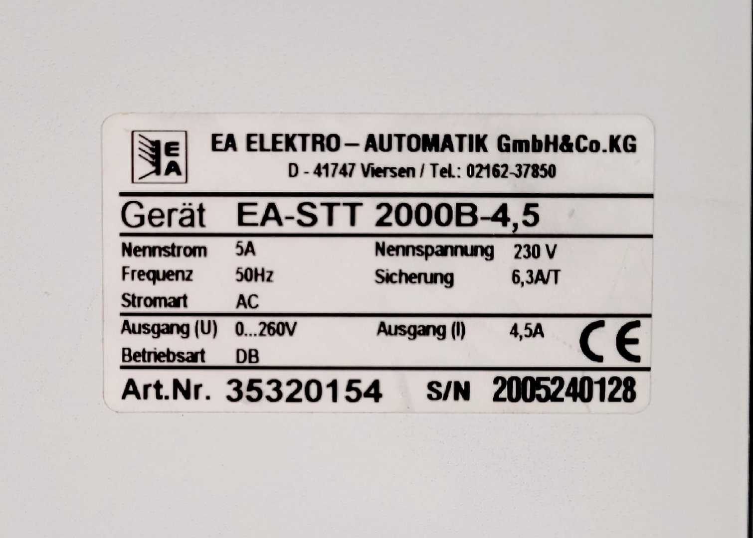 Image of EA Elektro-Automatik Power Supply  Model EA-STT 2000B-4,5 Lab