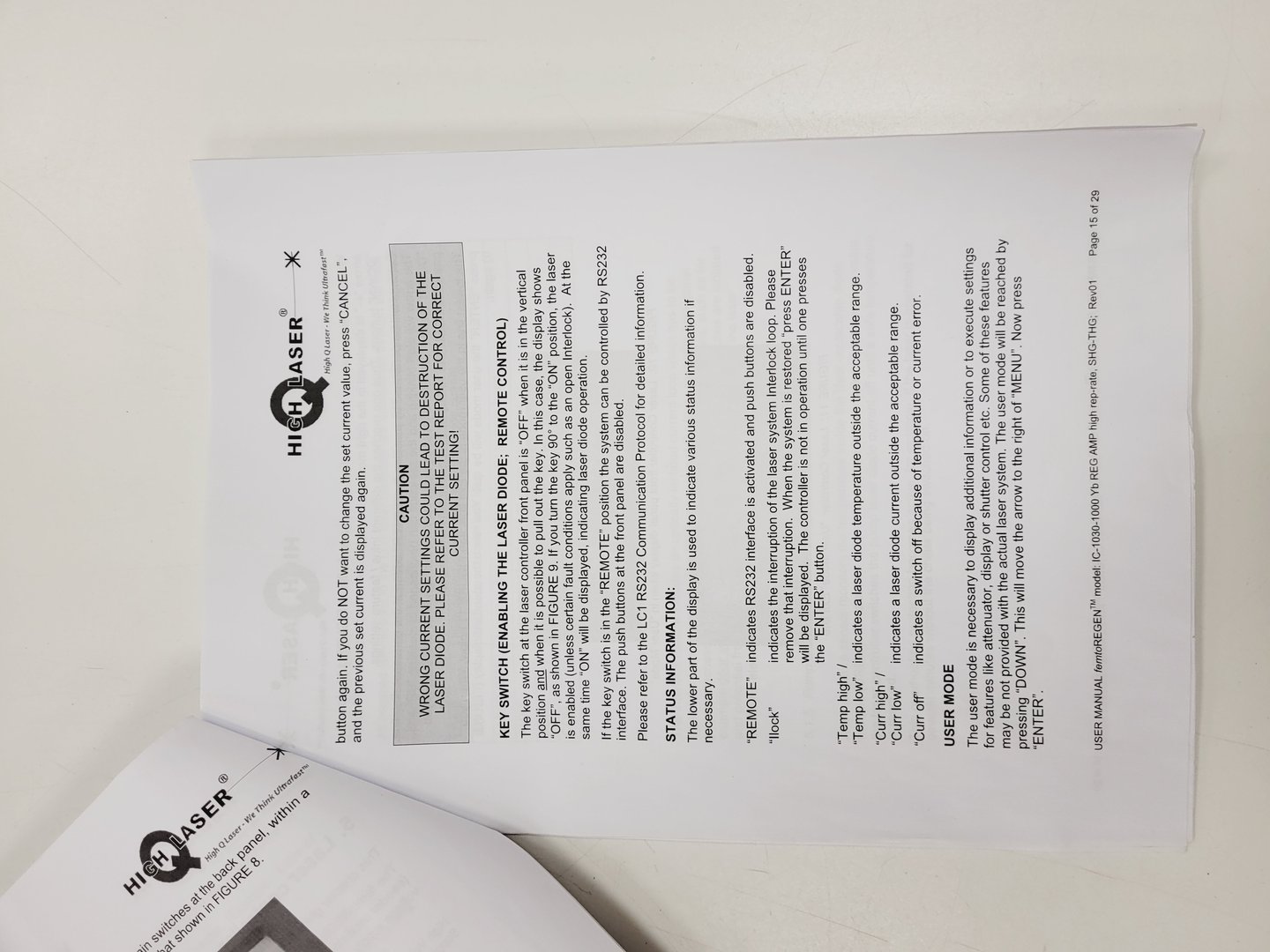 Image of High-Q femtoREGEN Class 4 Laser Model IC-1030-1000 Yb HR REG AMP SHG-THG Faulty