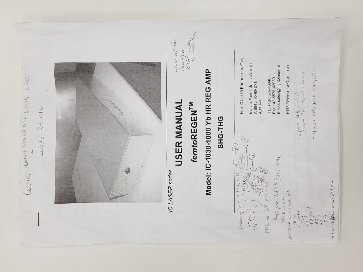 Image of High-Q femtoREGEN Class 4 Laser Model IC-1030-1000 Yb HR REG AMP SHG-THG Faulty