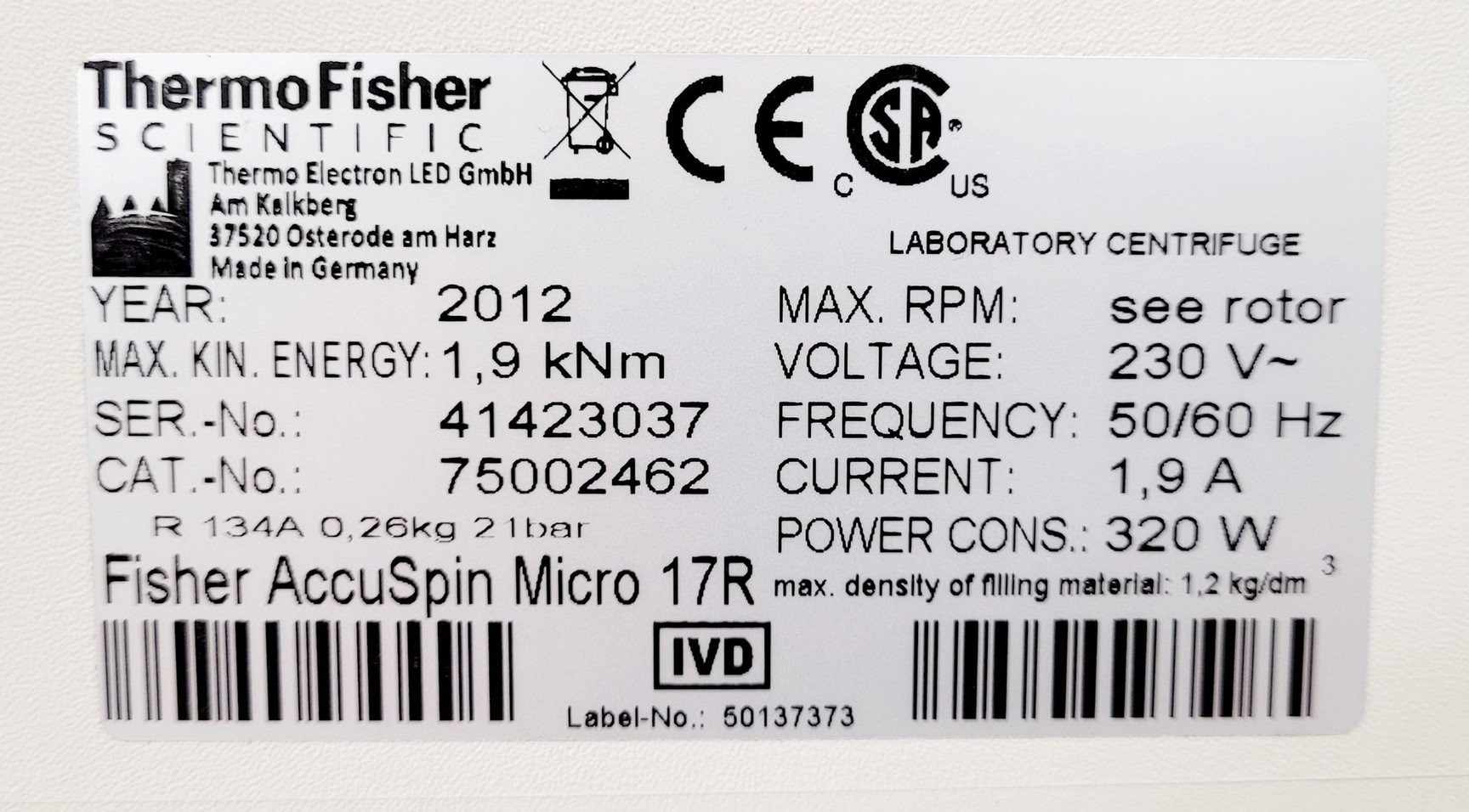 Image of Fisher Scientific Accuspin Micro 17R Centrifuge 