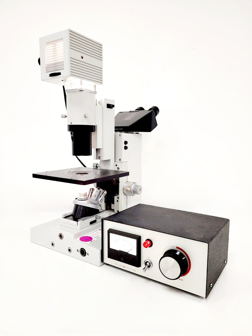 Image of Leica Diavert Inverted Microscope w/ 4 x Objectives & 465 Power Supply Lab