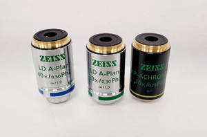 Thumbnail image of Carl Zeiss Axiovert 40 CFL Microscope w/ 3 x Objectives Lab