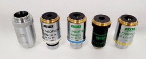 Thumbnail image of Carl Zeiss Axioskop Microscope w/ 5 x Objectives,Eyepieces, Power Supply Lab