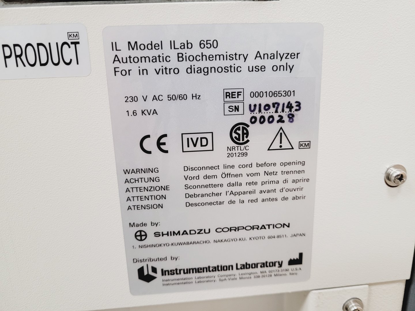 Image of Instrumentation Laboratory ILab 650 Automatic Biochemistry Analyzer System