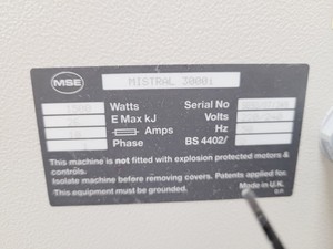 Thumbnail image of MSE Mistral 3000i Laboratory Refrigerated Centrifuge with 2500rpm Rotor Lab