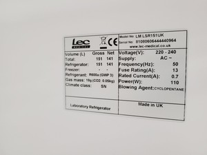 Thumbnail image of Lec Medical Laboratory Refrigerator Model - LM LSR151UK Lab