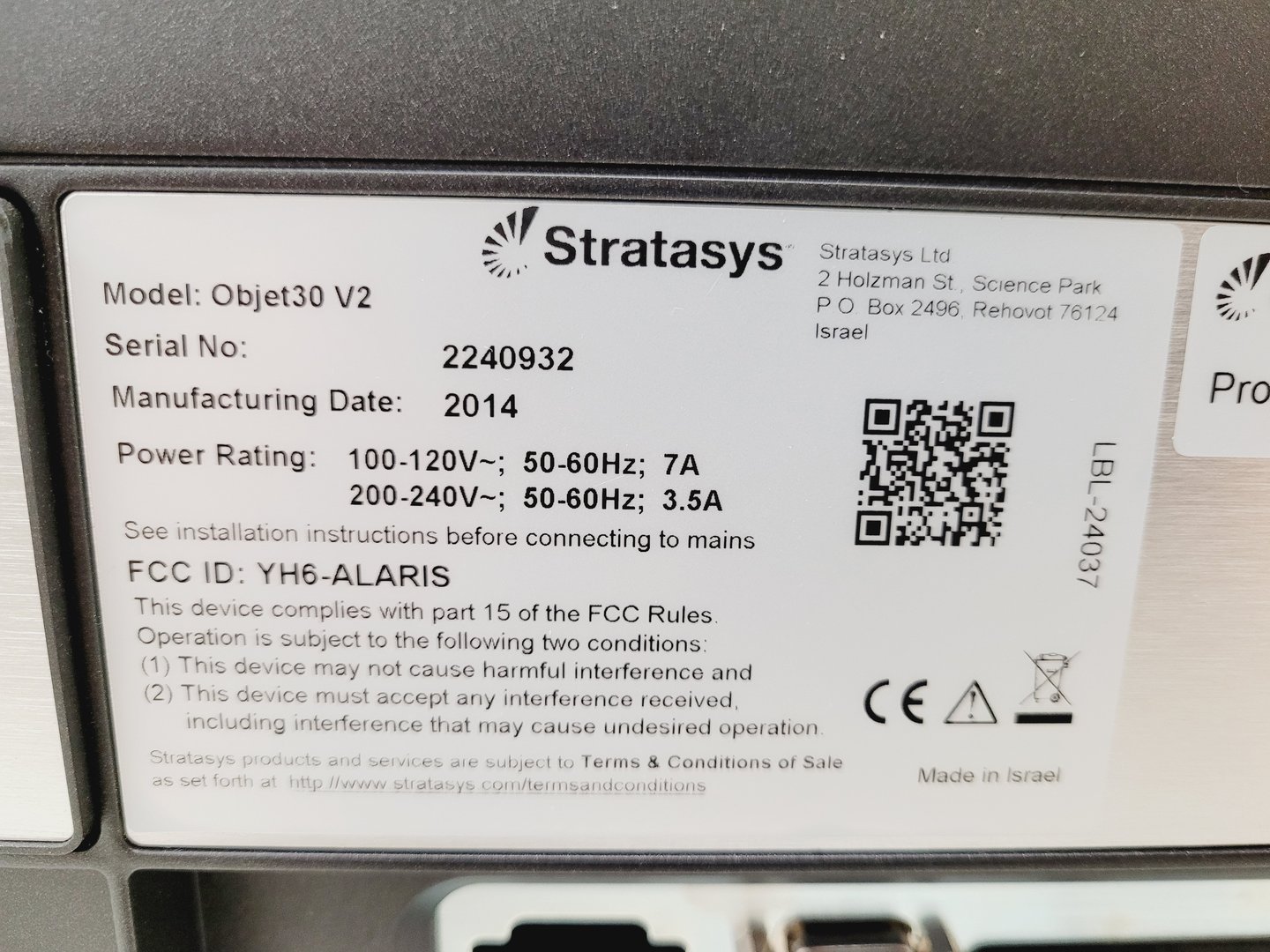 Image of Stratasys Objet30 V2 Pro Full Colour 3D Printer Spares/Repairs