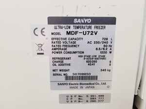 Thumbnail image of Sanyo MDF-U72V VIP Series Ultra Low Temperature Freezer Lab