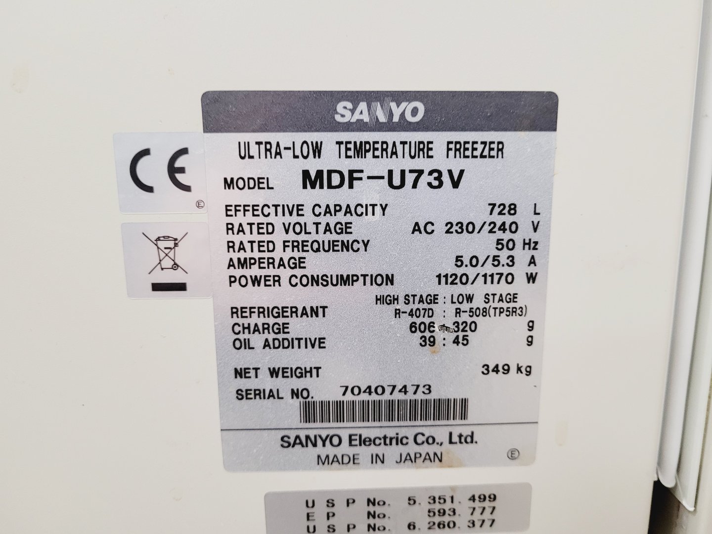 Image of Sanyo MDF-U73V VIP Series Ultra Low Temperature Freezer Lab