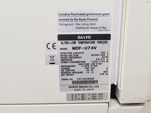 Thumbnail image of Sanyo MDF-U74V VIP Series Ultra Low Temperature Freezer Lab