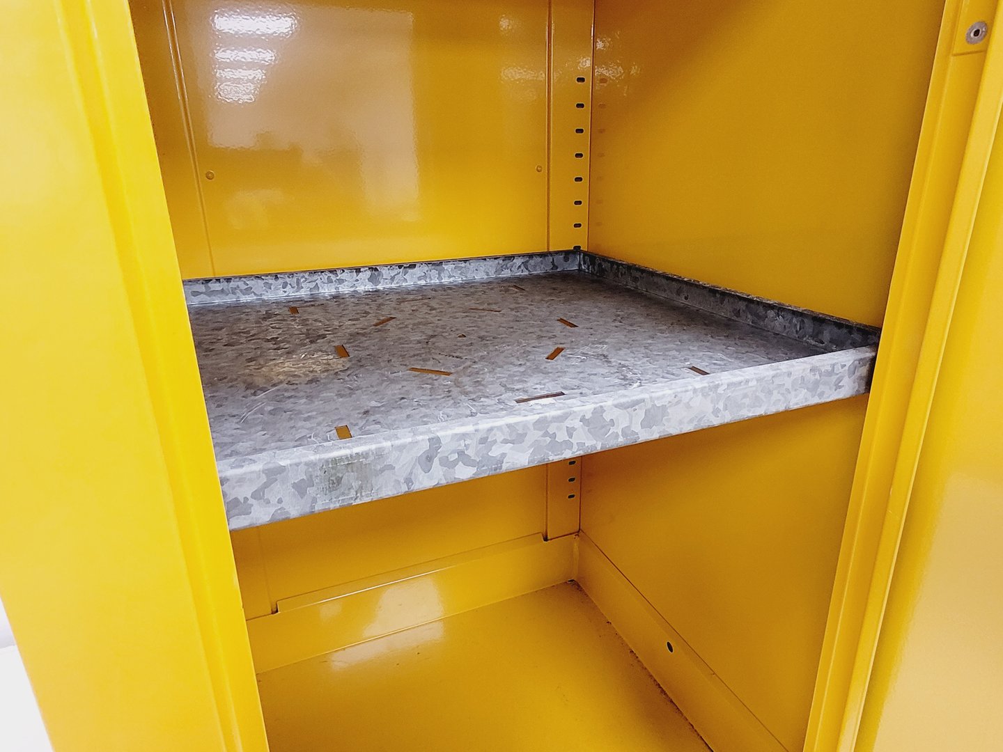 Image of Benchtop Hazardous Yellow Flammable Chemical Cabinet Lab Storage COSHH