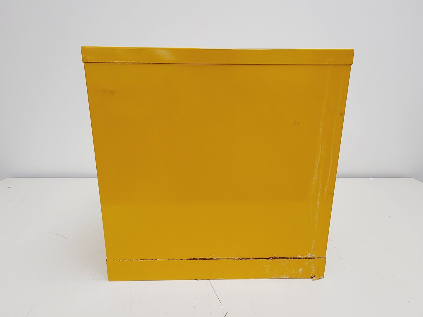 Image of Benchtop Hazardous Yellow Flammable Chemical Cabinet Lab Storage COSHH