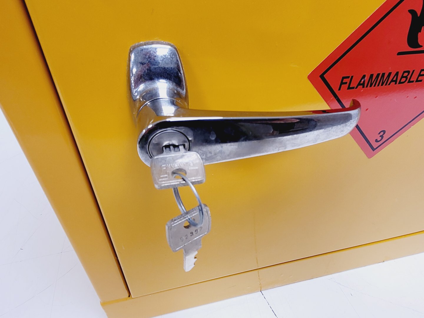 Image of Benchtop Hazardous Yellow Flammable Chemical Cabinet Lab Storage COSHH