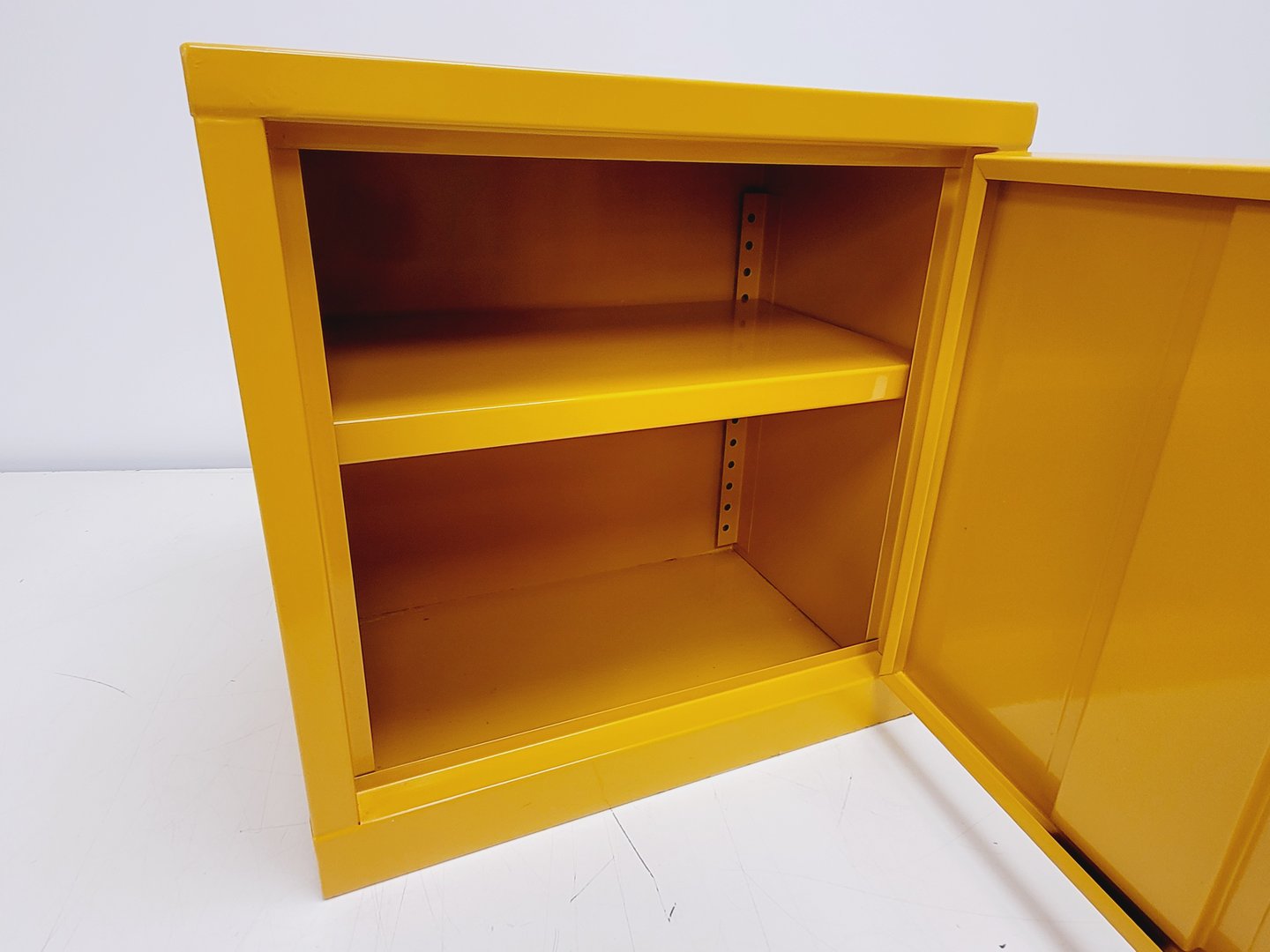 Image of Benchtop Hazardous Yellow Flammable Chemical Cabinet Lab Storage COSHH