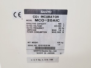 Thumbnail image of Sanyo MCO-20AIC CO2 Laboratory Incubator Lab